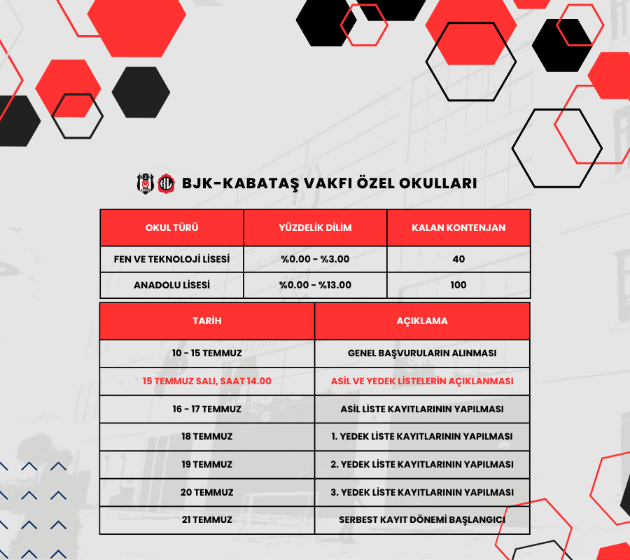 26-27 Lise Kayıt Takvimi